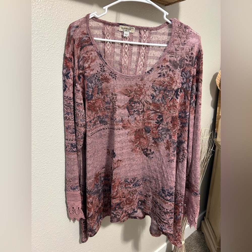 Purple top with floral print